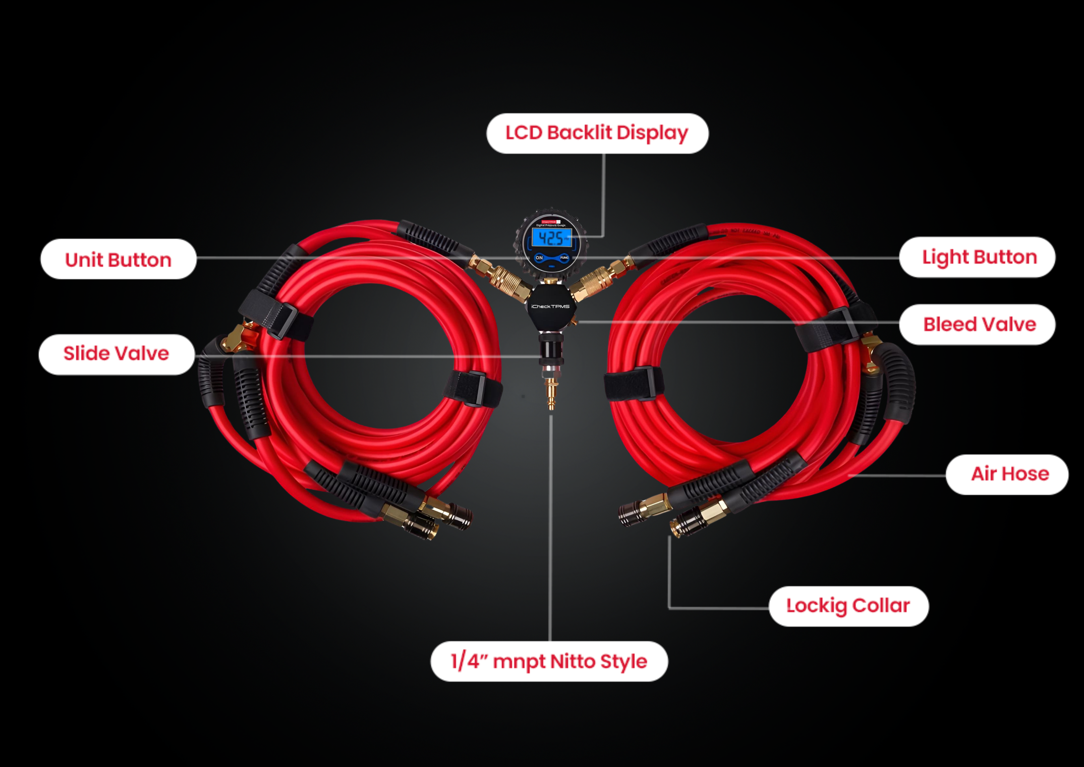 iCheckTPMS Quad Tyre Inflator/Deflator Kit MTDI4