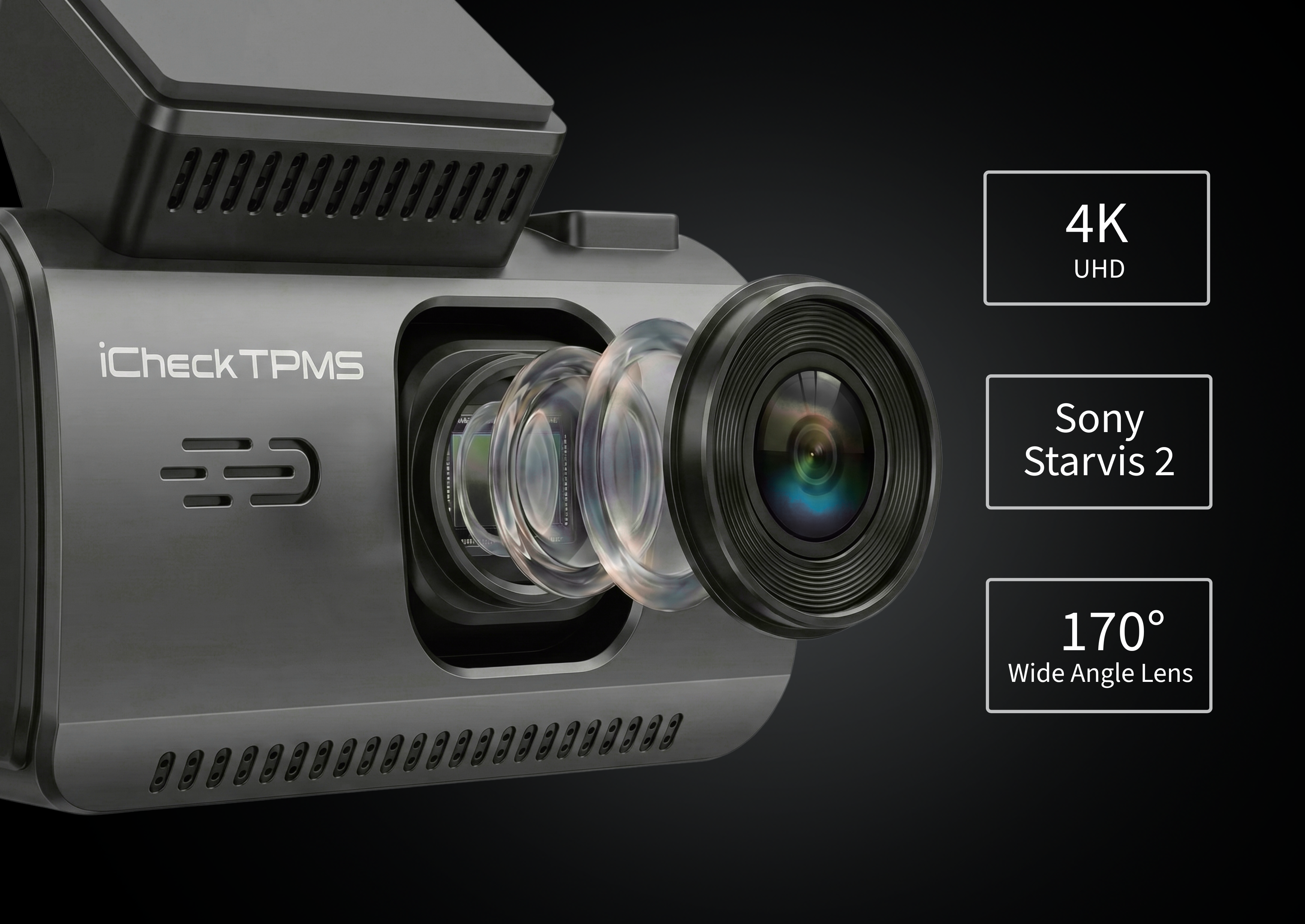 iCheck Ultra HD 4K + 1080P Dual Dash Camera ICDC4K
